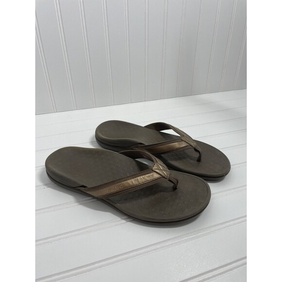 Vionic Tide Othoheel Sandals Womens 9 Open Toe Flip Flop Thong Brown Slip On - Picture 1 of 4
